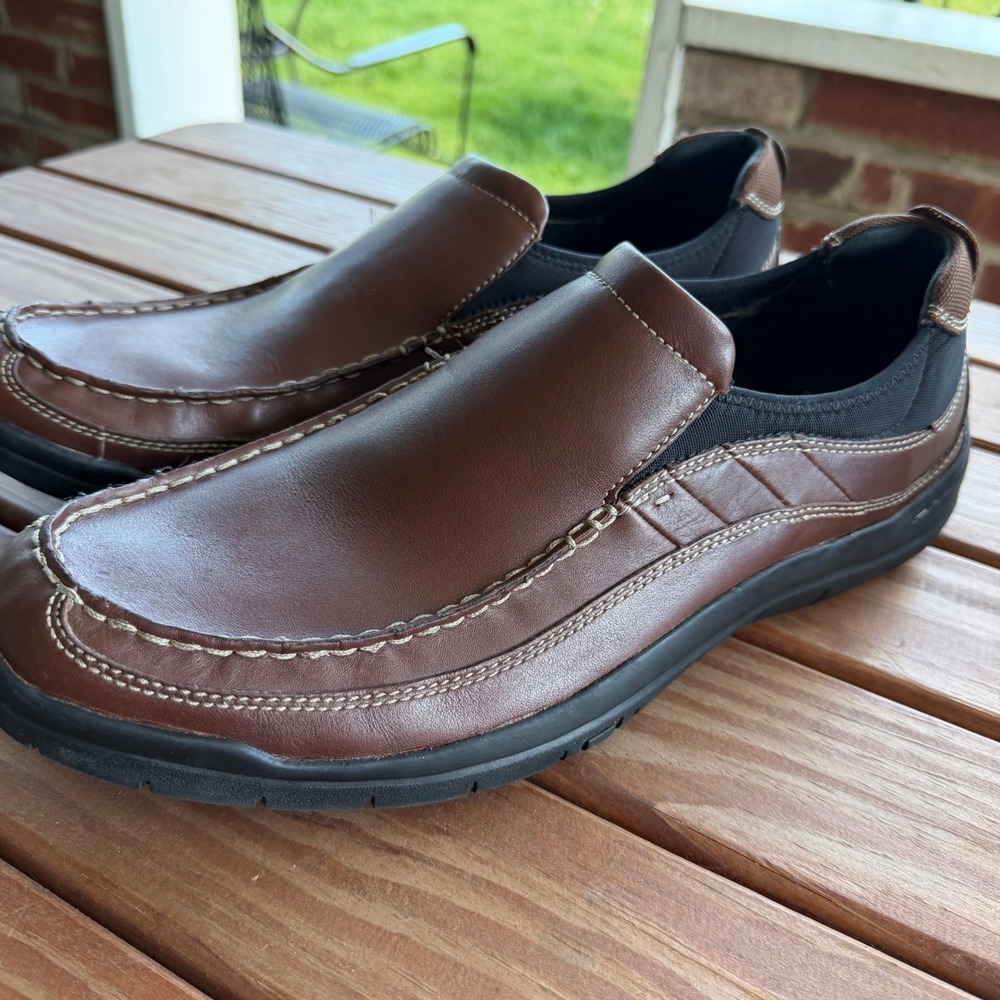 Bostonian Kongo Excel Brown Leather Slip‎ On Loafers Moc Toe Shoes Size 13M